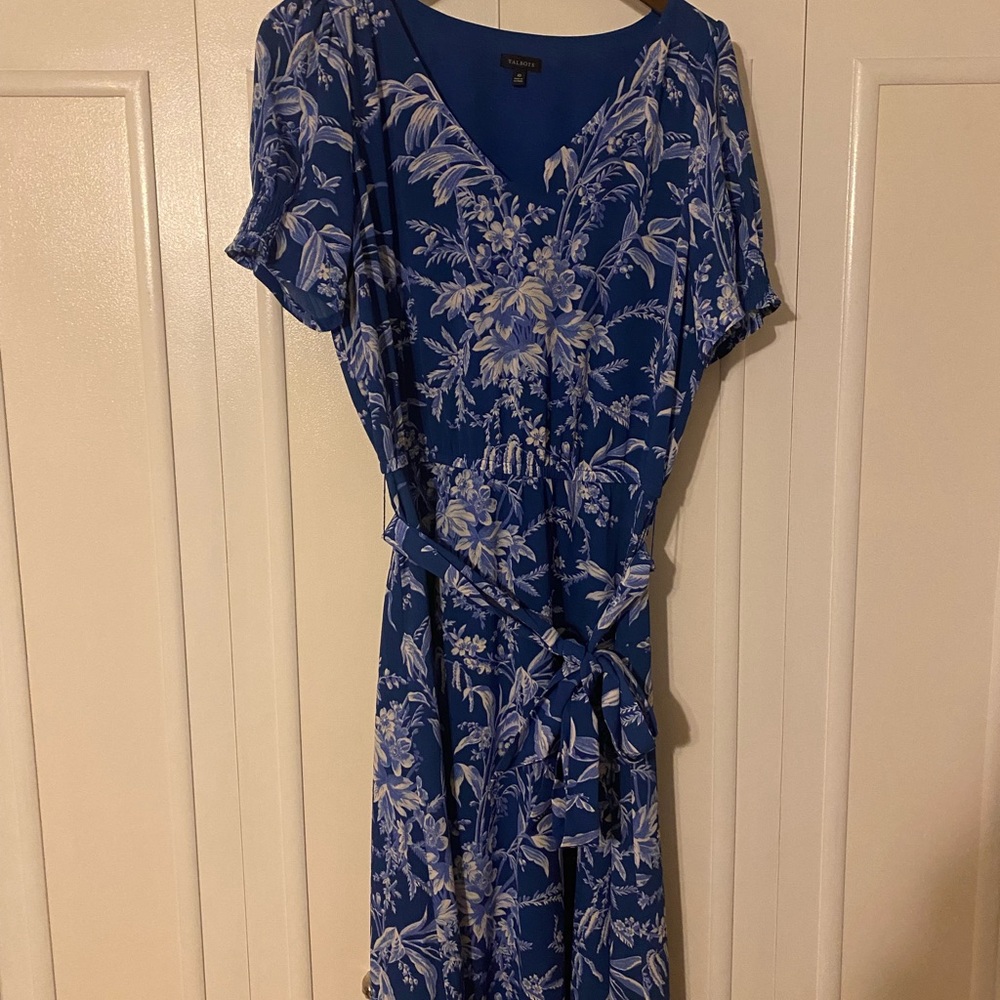 Talbots Short Sleeve Tie Waist Dress